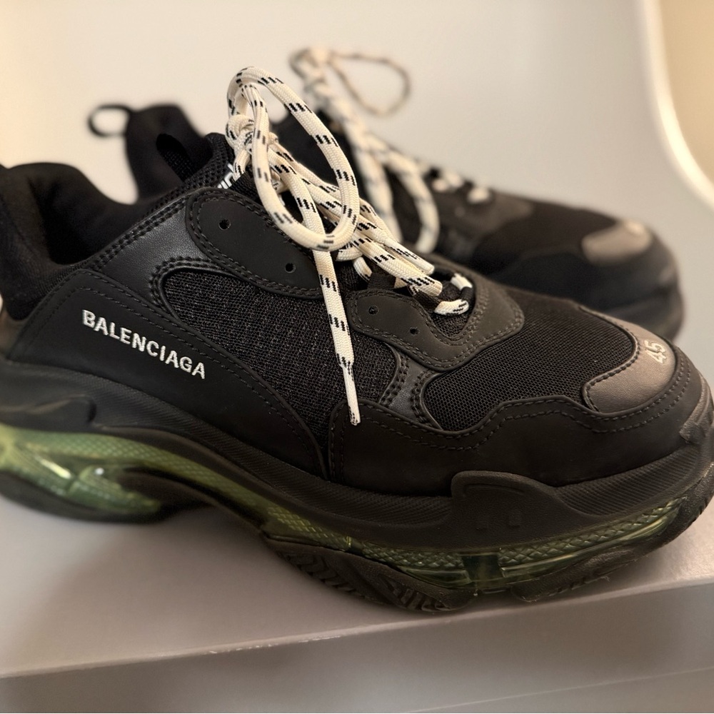 Balenciaga Men's Black Sneakers with White Laces